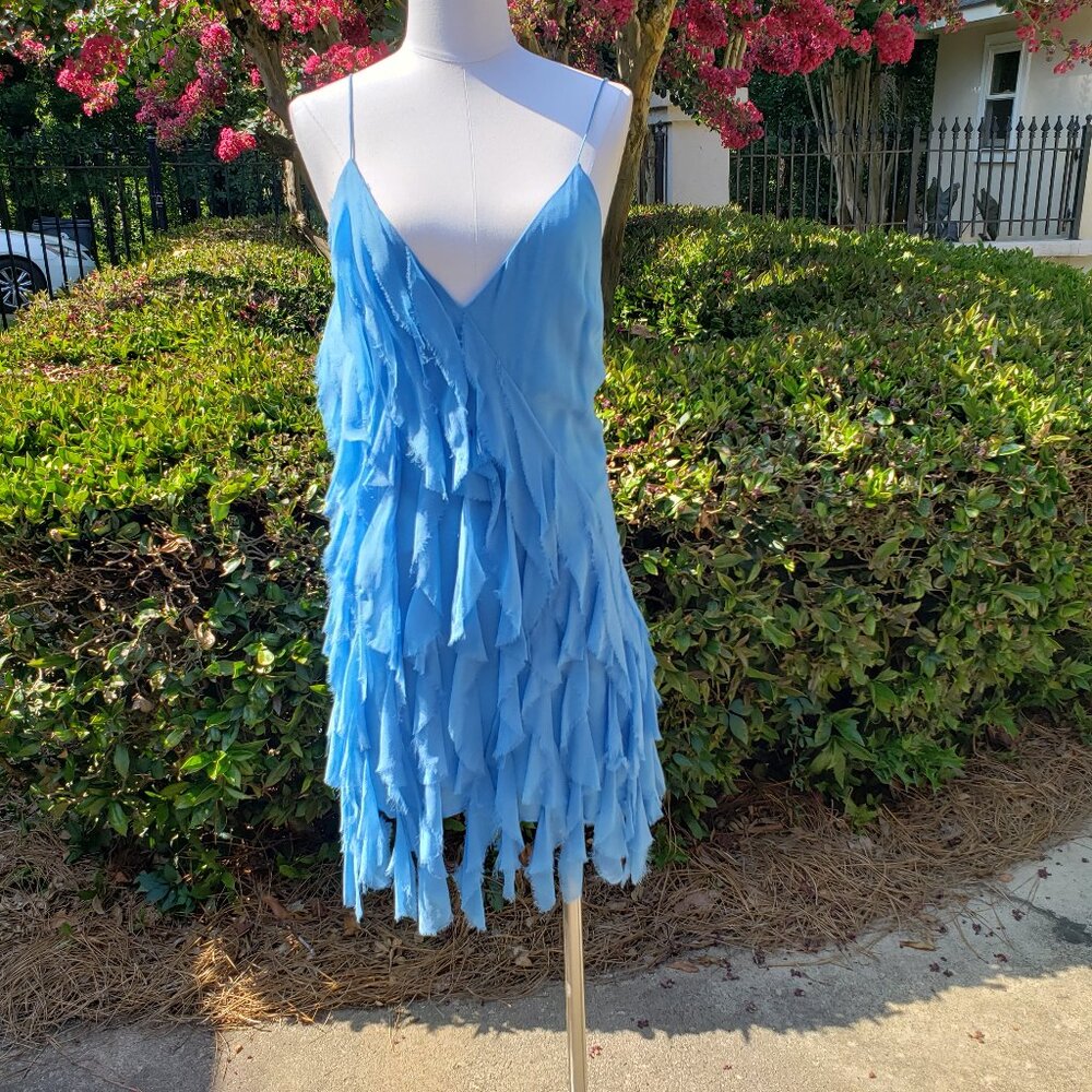 Elizabeth & James XS Silk Blue Ruffle Dress